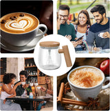 Self-Stirring Mug - Coffee Mug - Mixing Cup - Electric Mixing Cup - Automatic Stirring Cup - Milk Frother - Drink Mixer - Magnetic Cup - Shaker - Kitchen Gadgets - Coffee Accessories - Glass - Wood Design - Brown - 1 piece