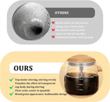 Self-Stirring Mug - Coffee Mug - Mixing Cup - Electric Mixing Cup - Automatic Stirring Cup - Milk Frother - Drink Mixer - Magnetic Cup - Shaker - Kitchen Gadgets - Coffee Accessories - Glass - Wood Design - Brown - 1 piece - Top-Down View