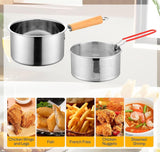 Deep fryer - Deep fryer - Saucepan - Cooking pot - Frying basket - Doughnut pan - Dutch oven - Induction pan - Gas - Electric - Frying set - Kitchen utensils - Kitchen accessories - Including tongs - Stainless steel - Stainless steel - Silver - 1 piece - Close-Up Angle