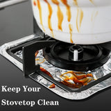 Gas stove protectors - Gas burner protectors - Aluminum foil gas stove - Gas stove foil - Kitchen accessories - Protective film - Extra thick - Universal - Cut to size - Hob protector - Round - Silver - 50 pieces - 45-Degree Angle