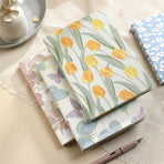 A5 Notebook - Diary - Bullet Journal - Writing Book - Notebook - Tulips - Sketchbook - Notepad - Travel Diary - Office Supplies - School Supplies - Gift for Her - Journal - Hardcover - Yellow and Green - 1 Piece