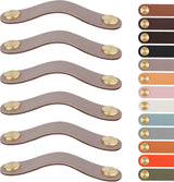 Leather Handles - Furniture Handles - Kitchen Handles - Door Handles - Cabinet Handles - Drawer Knobs - Furniture Hardware - Kitchen Hardware - Handles - Leather - Leather - Kitchen Renovation - Industrial - Brass - Pitch 128mm - Handles - Nude - Set of 6