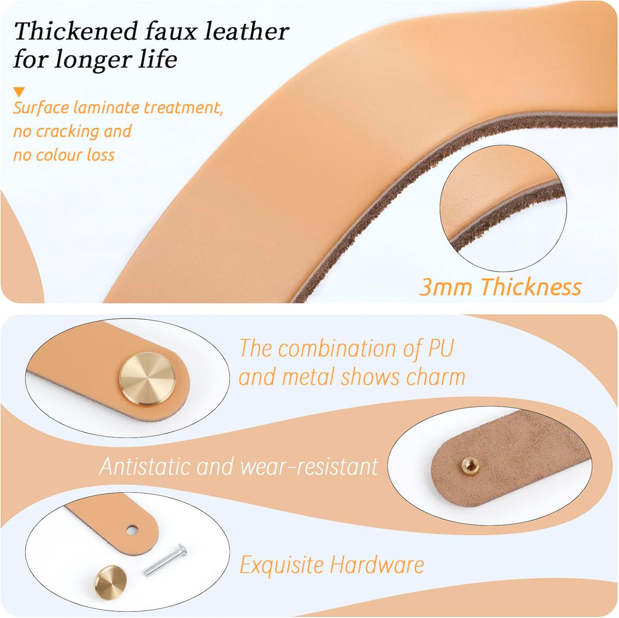 Leather Handles - Furniture Handles - Kitchen Handles - Door Handles - Cabinet Handles - Drawer Knobs - Furniture Hardware - Kitchen Hardware - Handles - Leather - Leather - Kitchen Renovation - Industrial - Brass - Knobs - Loops - Loop - Caramel - Set of