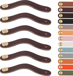 Leather Handles - Furniture Handles - Kitchen Handles - Door Handles - Cabinet Handles - Drawer Knobs - Furniture Hardware - Kitchen Hardware - Handles - Leather - Leather - Kitchen Renovation - Industrial - Brass - Knobs - Loops - Loop - Cognac - Set of