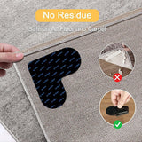 Carpet stoppers - Anti-slip mat - Rug grippers - Rug stopper - Anti-slip stickers - Rug fixer - Sofa cover stopper - Carpet undermat - Decorative grippers - Sofa gripper - Black - 4 Pieces - Front View