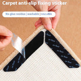 Carpet stoppers - Anti-slip mat - Rug grippers - Rug stopper - Anti-slip stickers - Rug fixer - Sofa cover stopper - Ultra-thin stopper - Carpet undermat - Discreet - Sofa stopper - Black - 4 Pieces - Close-Up Angle