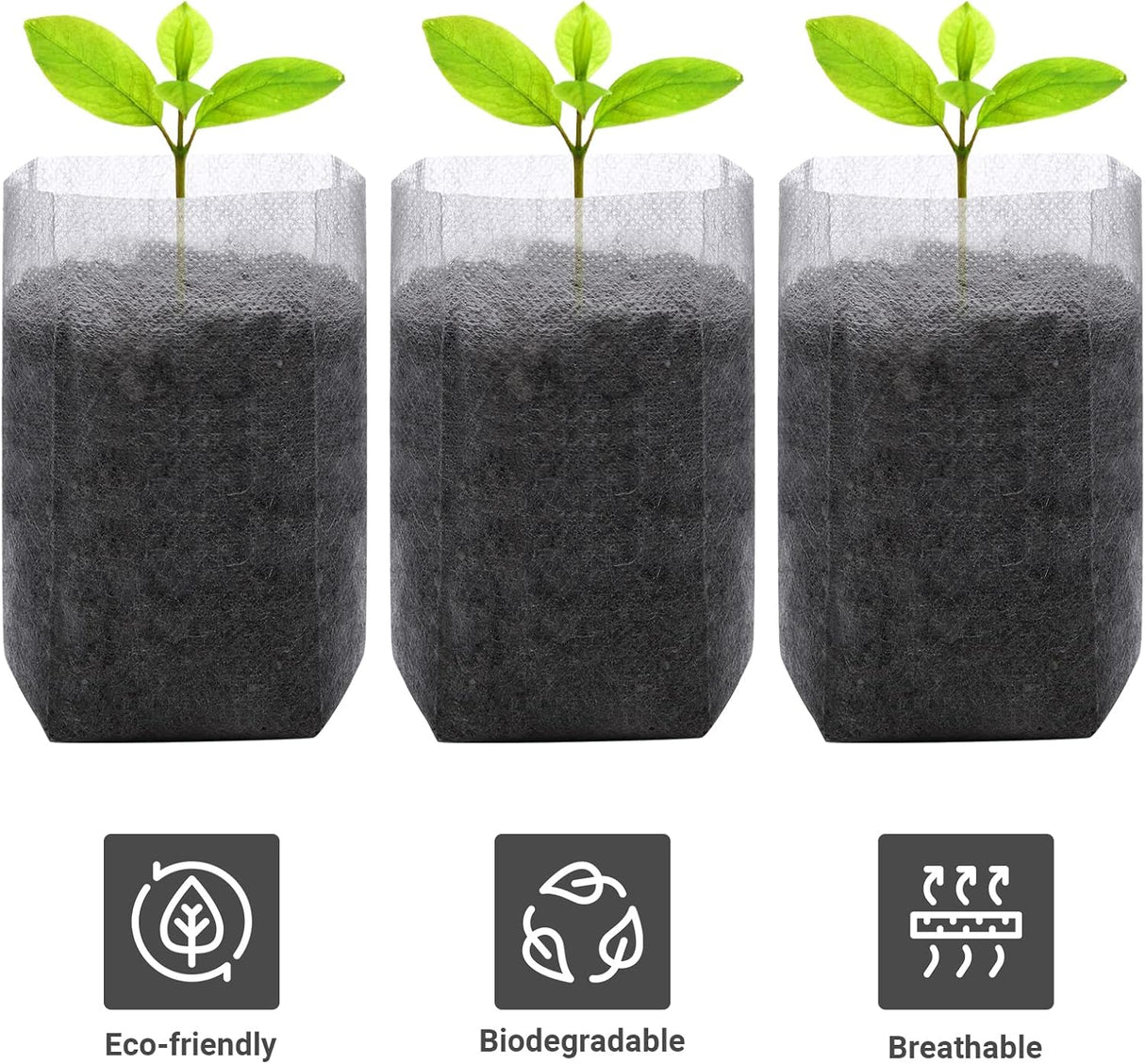 Grow Bags - Gardening - Grow Pots - Vegetable Garden - Seedlings - Plant Bags - Non-woven Grow Bags - Growing Set - Breathable Fleece - Plant Pots - Garden - Sowing - Cuttings - Vegetables - Fruit - Plant Bag - Vegetable Gardening - Sustainable - White -