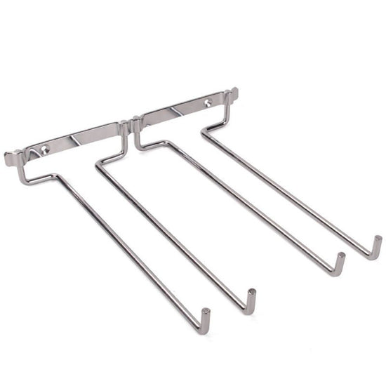Hanging Glass Holder 2 Row Chrome Stemware Rack Under Shelf