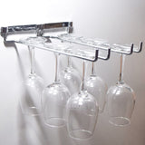 Hanging Glass Holder 2 Row Chrome Stemware Rack Under Shelf