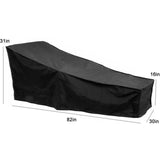 Sun Lounger Cover Waterproof Windproof 210D Oxford Fabric Black, 208 x 76 x 41 cm - Front View