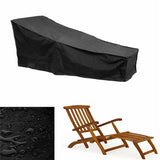 Sun Lounger Cover Waterproof Windproof 210D Oxford Fabric Black, 208 x 76 x 41 cm - Side View