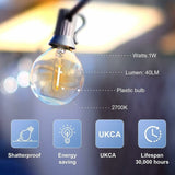 26 Bulb LED Outdoor String Lights Waterproof for Patio Garden Party, 15 m - Front View