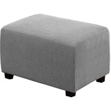 Square Ottoman Cover Soft Jacquard Stretch Footstool Cover Light Gray, Size S