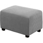 Square Ottoman Cover Soft Jacquard Stretch Footstool Cover Light Gray, Size S