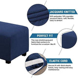 Square Ottoman Cover Soft Jacquard Stretch Footstool Cover Light Gray, Size S