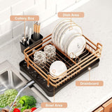 Aluminum Dish Drainer with Removable Tray Champagne Gold, 43 x 31.5 x 11 cm - Top-Down View