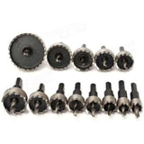 13 Pcs Metal Hole Saw Set Tungsten Steel Cutting Tool Kit, 16-53 mm - Front View