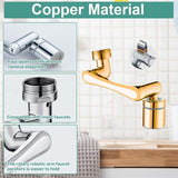 Faucet Aerator 1440 Degree Swivel Extension 2 Water Modes Universal Brass Diffuser, 20 22 24 mm - Top-Down View