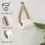 Hemp Rope Towel Holder Vintage Toilet Paper Holder with Screws - Side View