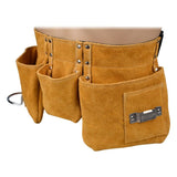 Leather Tool Belt with Pockets Adjustable Nylon Belt, 52 x 22 cm - Side View