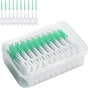 200 Pcs Interdental Floss Sticks Soft Silicone Toothbrush Green