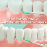 200 Pcs Interdental Floss Sticks Soft Silicone Toothbrush Green - Side View