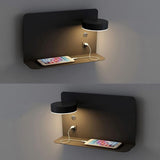 1 Pack Left Side 12W LED Reading Wall Lamp USB Charging 3 CCT Black