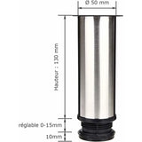 4 Pack Adjustable Furniture Legs Stainless Steel Round Sofa Table Legs, Diameter 50 mm Height 150 mm