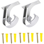 2 Pcs Curtain Rod Brackets Zinc Alloy Wall Ceiling Mount White
