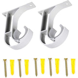 2 Pcs Curtain Rod Brackets Zinc Alloy Wall Ceiling Mount White - Side View