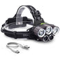Rechargeable Headlamp 5 LED USB Head Torch 6 Modes Black