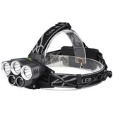 Rechargeable Headlamp 5 LED USB Head Torch 6 Modes Black
