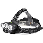 Rechargeable Headlamp 5 LED USB Head Torch 6 Modes Black