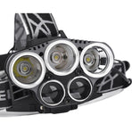 Rechargeable Headlamp 5 LED USB Head Torch 6 Modes Black
