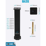 4 Pcs Screw In Metal Bed Legs Adjustable Black, 20 cm - Top-Down View
