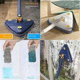 Dust Mop 360 Degree Rotating Floor Mop with 5 Cloths Blue - Side View