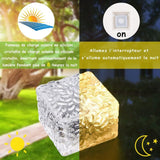 4 Pcs Solar Ground Lights Waterproof Warm White for Patio Lawn Deck Stairs - Top-Down View