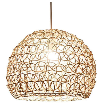 Rattan Chandelier Pendant Light Hand Woven Bamboo Lampshade, 25 cm