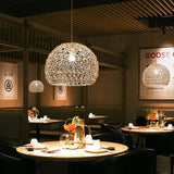 Rattan Chandelier Pendant Light Hand Woven Bamboo Lampshade, 25 cm - Front View