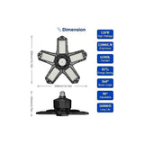 LED Garage Light 120W 12000 lm Deformable Ceiling Lamp E26 E27 - Front View
