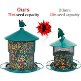 Hanging Metal Bird Feeder Mesh Tube Green - Front View
