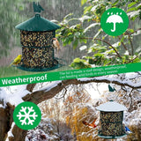 Hanging Metal Bird Feeder Mesh Tube Green - Top-Down View