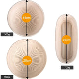 Oval Banneton Bread Proofing Basket with Wool Lining, 30 x 14 x 7 cm - Side View