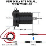 QC 3.0 Car USB Socket 12V 24V Waterproof Charger with Switch and LED Voltmeter - Top-Down View