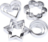 12x Cookie Cutter Set - Cookie Shapes - Flower, Heart, Round, Star