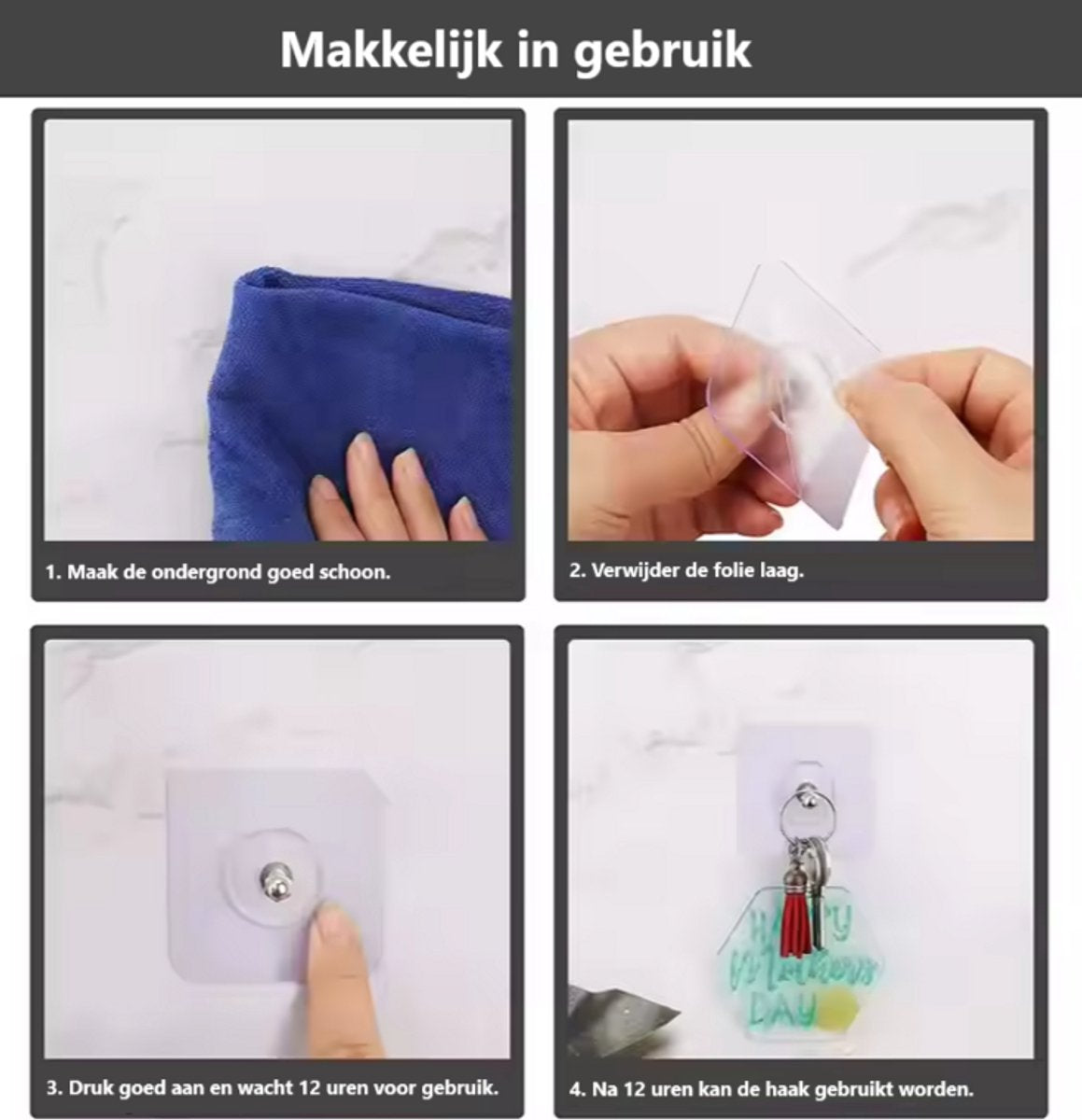 10x Adhesive Nail | Self-Adhesive Hooks | No Drilling Required Hanging System | Threaded