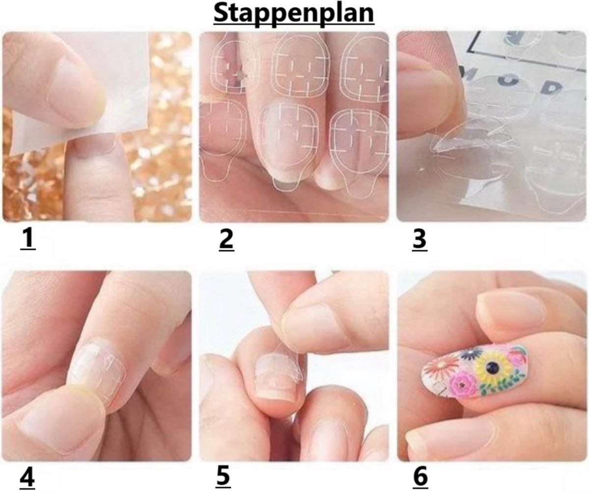 120x (MEGA PACK) Double-Sided Nail Stickers | 5 Sheets | Stick-on Nails | Press-on Nails | Fake Nails | Nail Stickers