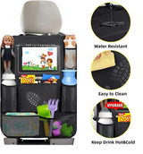 Famanu - Children's Car Organizer, 2 PCS Car Storage Accessories with 24.4 cm iPad Pocket, 10 Pockets for the Car Seat Backrest, Black - Top-Down View