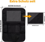 Famanu - Children's Car Organizer, 2 PCS Car Storage Accessories with 24.4 cm iPad Pocket, 10 Pockets for the Car Seat Backrest, Black