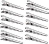 12 Stainless Steel Bag Clips - Airtight Seals for Coffee, Chips & Food - Strong Jaw Grip for Freshness Preservation - Kitchen Organization & Storage Accessories - Silver